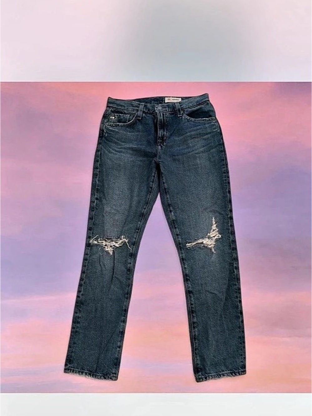 AG-ED DENIM Distressed Straight Leg Jeans Waist 26